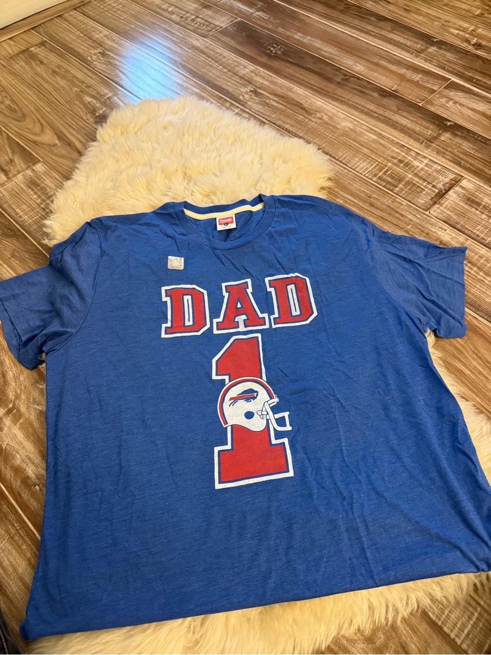 HOMAGE Blue 'DAD 1' Red & White Football Graphic Tee